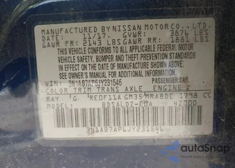 2018 Nissan Sentra Sv from USA, damaged, VIN 3N1AB7AP6JY231546